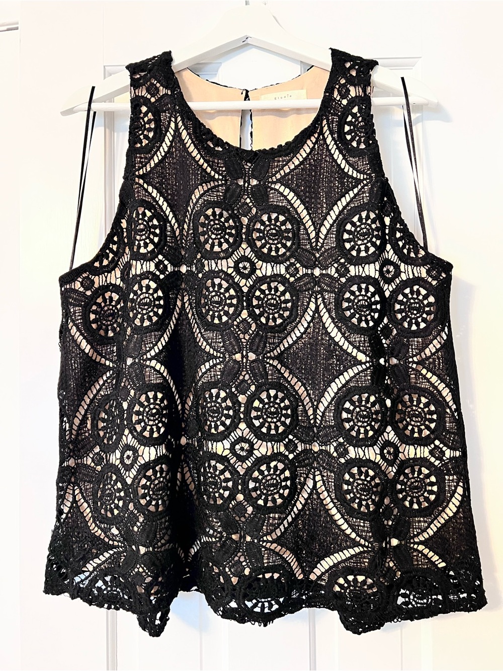 Elodie Black Crochet Overlay Tank Camisole Size XL